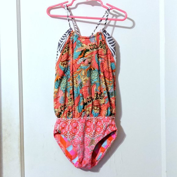 MAAJI Girls One Piece Swimsuit Multi-Color Tropical Print Size 8 yrs - Picture 1 of 7